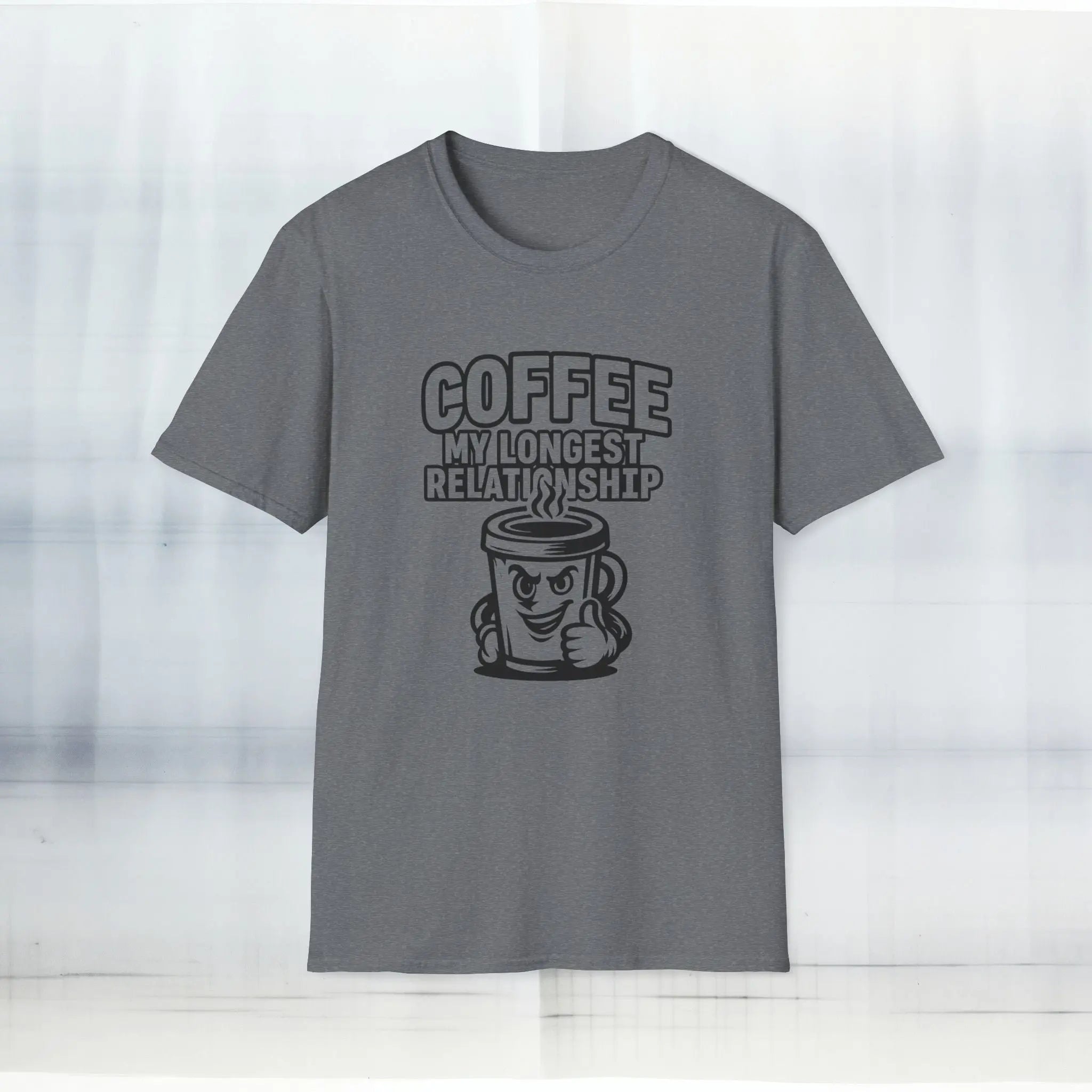 Relationship T-Shirt - Coffee is my longest relationship funny coffee cup tee - Boldly Bitter Company