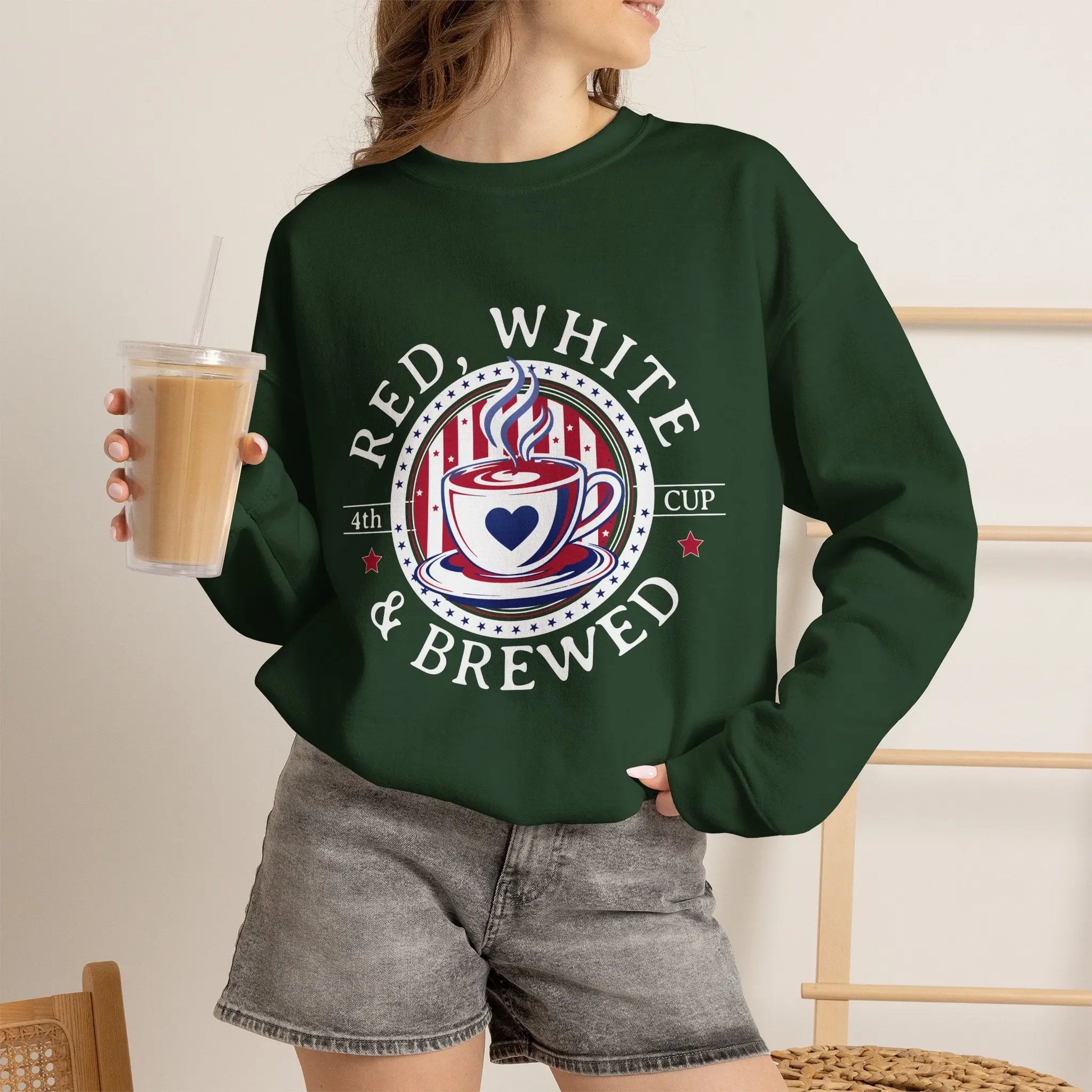 Red, White & Brewed Sweatshirt Printify