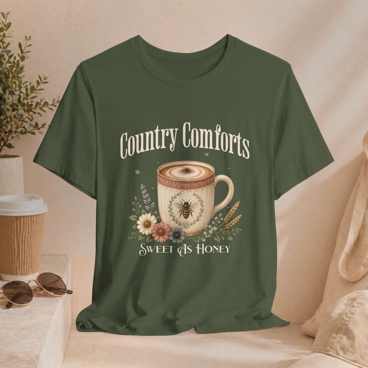 Country Comforts Tee — "Sweet as Honey" Coffee Graphic T-Shirt Printify