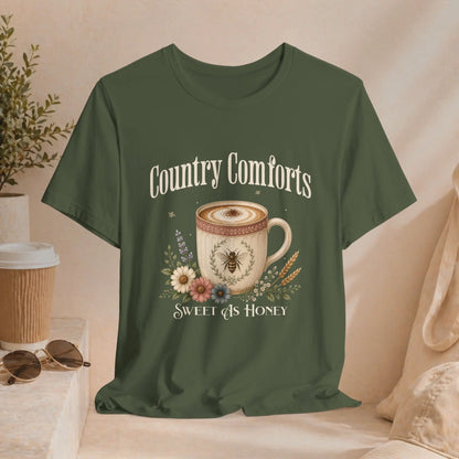 Country Comforts Tee — "Sweet as Honey" Coffee Graphic T-Shirt Printify