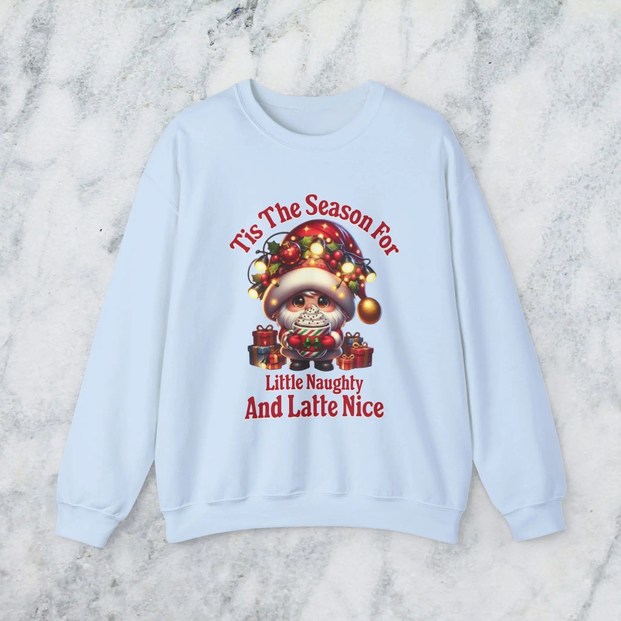 'Tis The Season Sweatshirt - "'Tis The Season For Little Naughty And Latte Nice" Holiday Shirt Printify