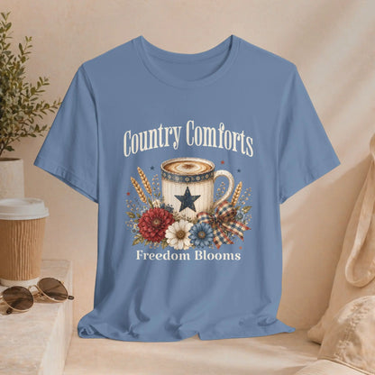Country Comforts Tee – "Freedom Blooms" Floral Mug Graphic Printify