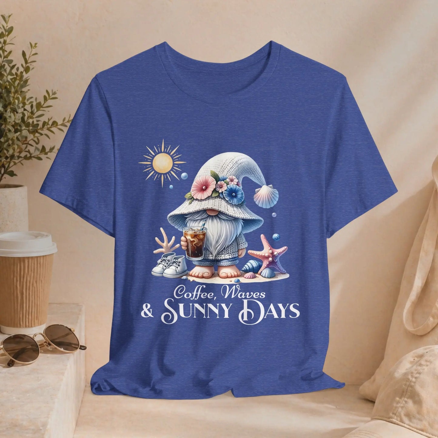 Sunny Days Gnome Coffee T-shirt Printify