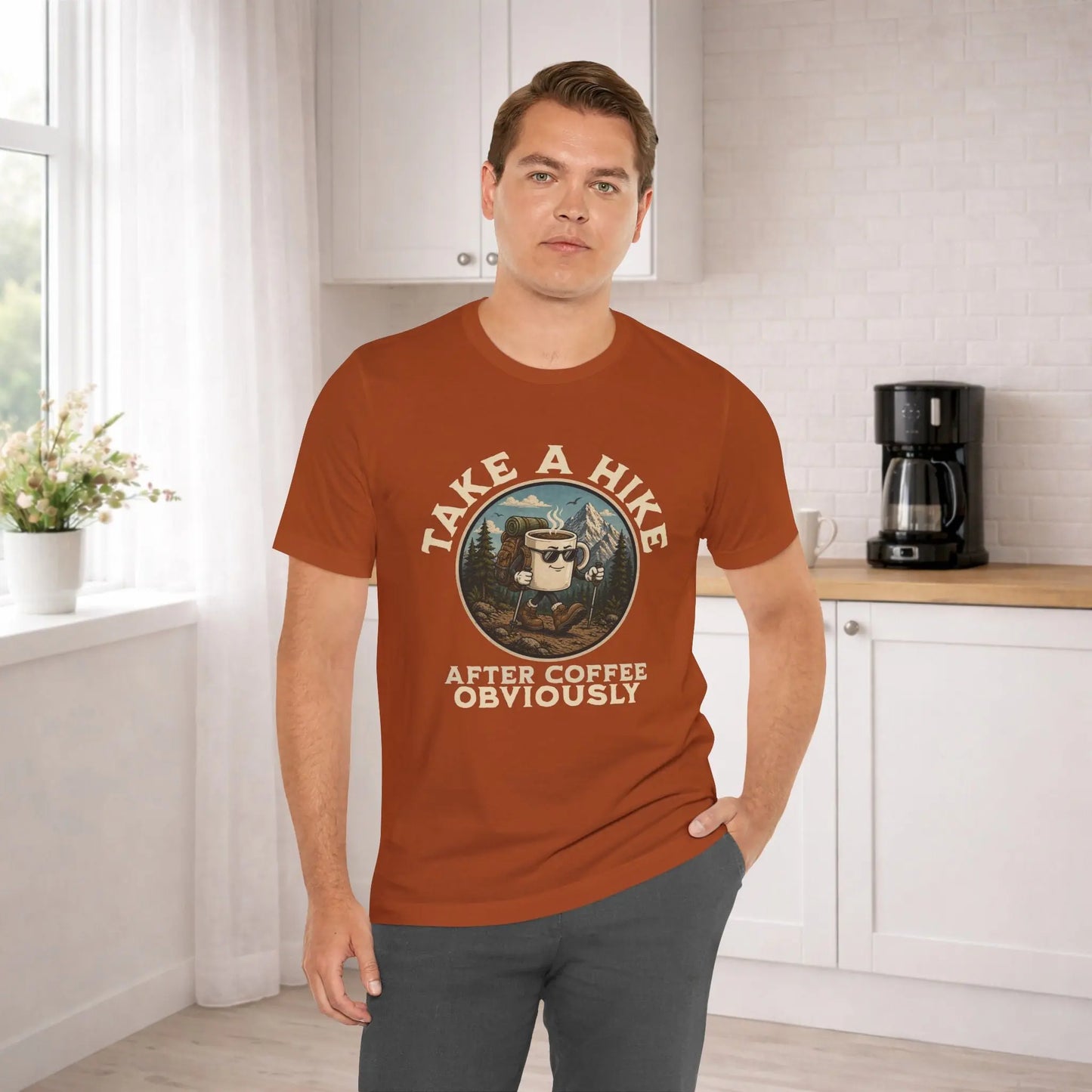 Take a Hike Coffee Tee — "After Coffee Obviously" Coffee Cup Outdoor Hiking T-Shirt Printify