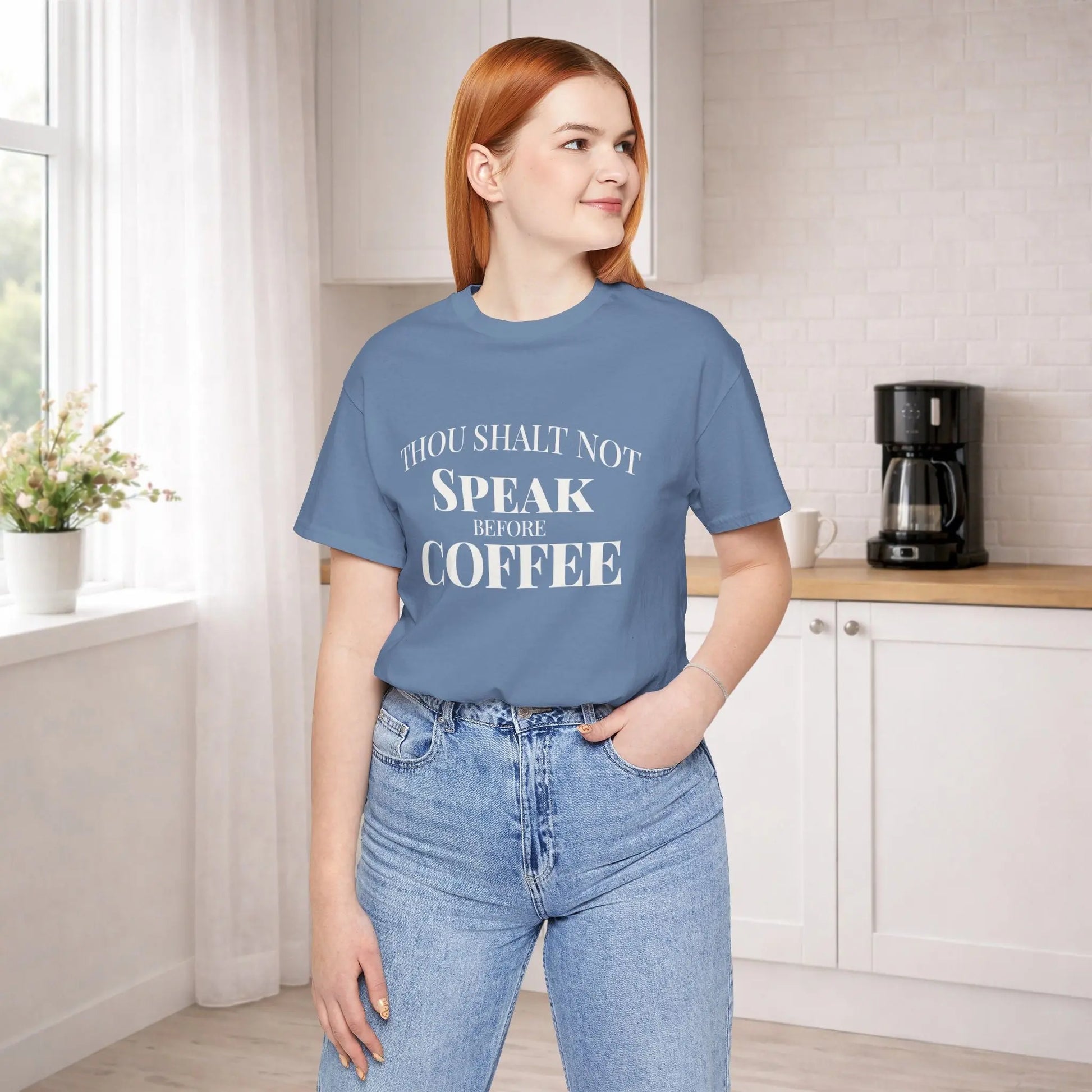 Thou Shalt Not Speak Coffee T-Shirt Printify