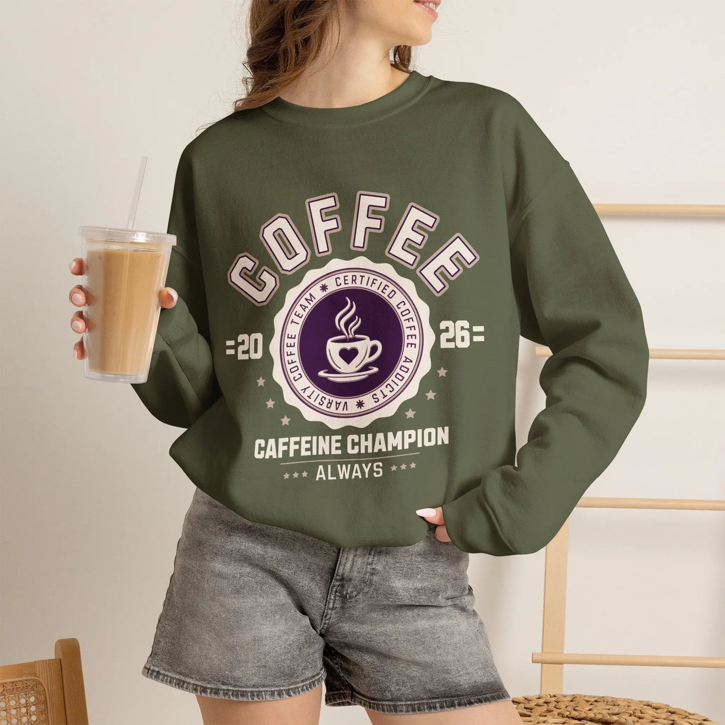Varsity Coffee Sweatshirt Printify