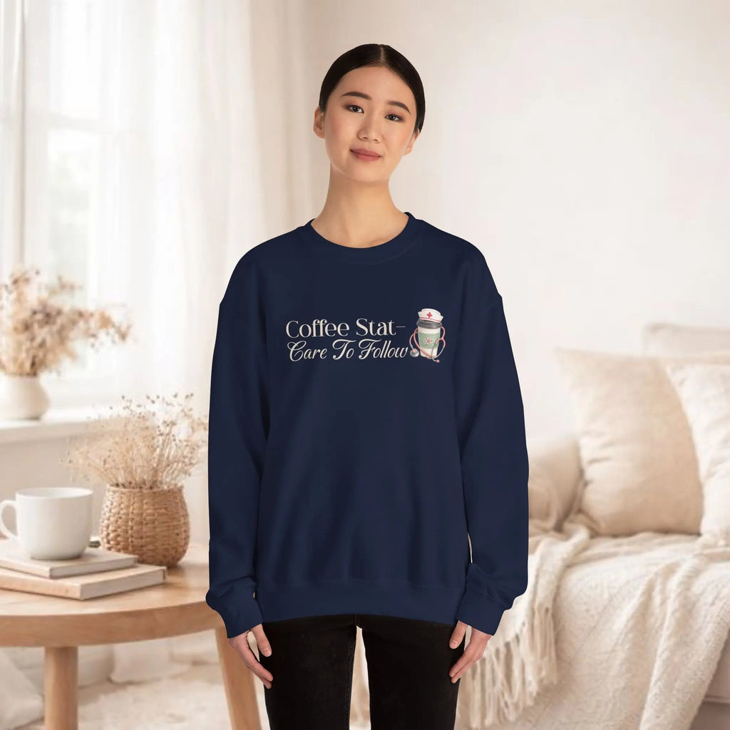 Coffee Stat Sweatshirt — "Care to Follow" Cozy Sweatshirt Printify