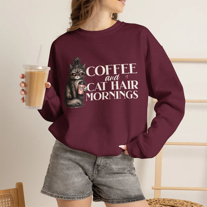 Coffee & Cat Hair Mornings Sweatshirt Printify
