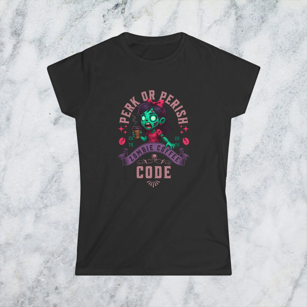 Perk or Perish T-Shirt – Zombie Coffee Code Printify