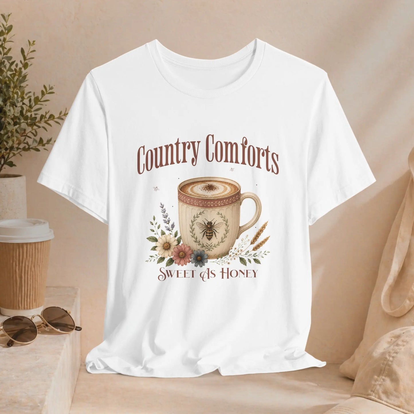 Country Comforts Tee — "Sweet as Honey" Coffee Graphic T-Shirt Printify