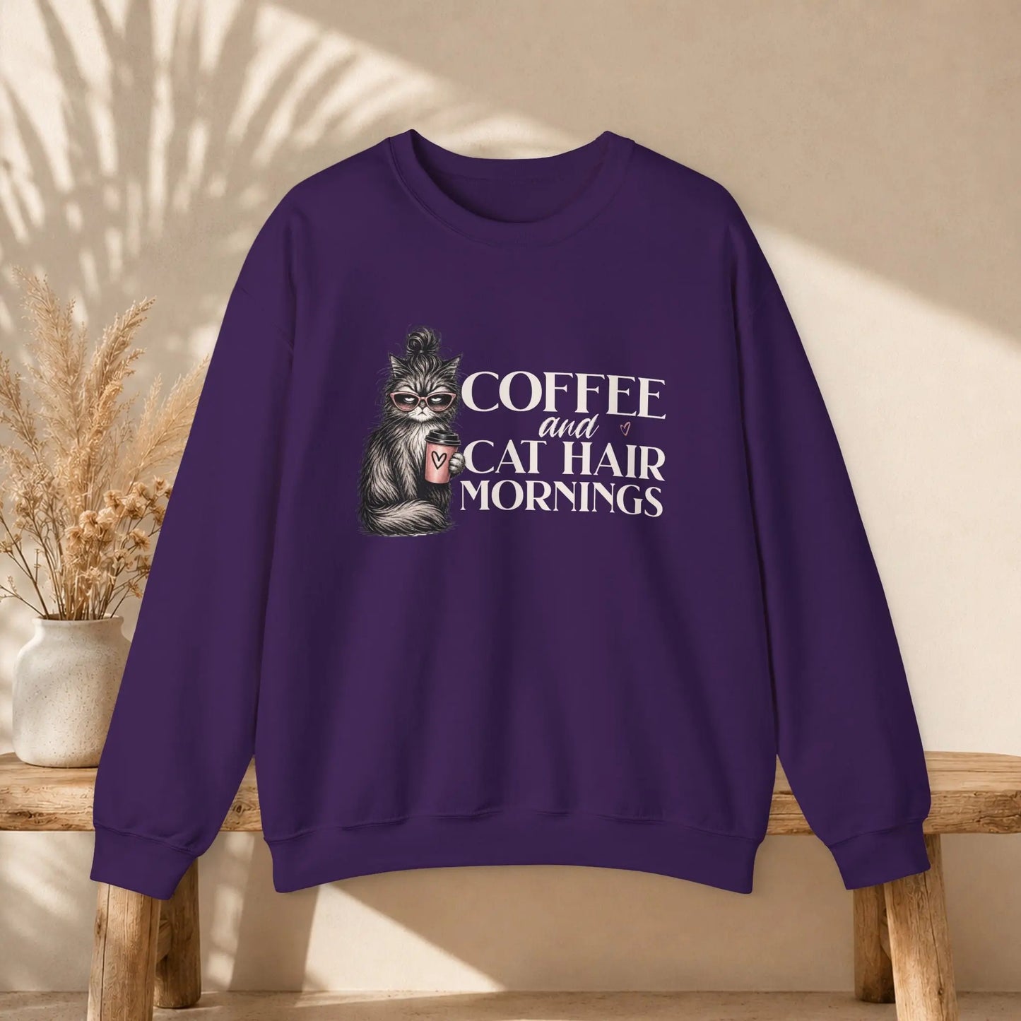 Coffee & Cat Hair Mornings Sweatshirt Printify