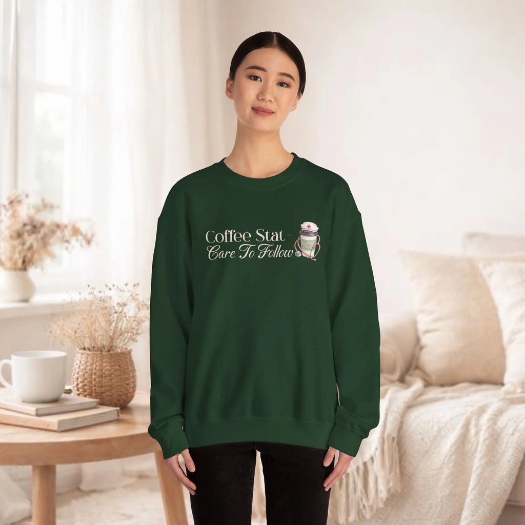 Coffee Stat Sweatshirt — "Care to Follow" Cozy Sweatshirt Printify