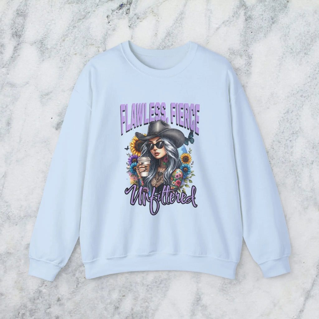 Unfiltered Cowgirl Sweatshirt - Cute Sassy Cowgirl Coffee Flower Shirt Printify