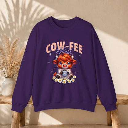 Cow-Fee First Sweatshirt Printify