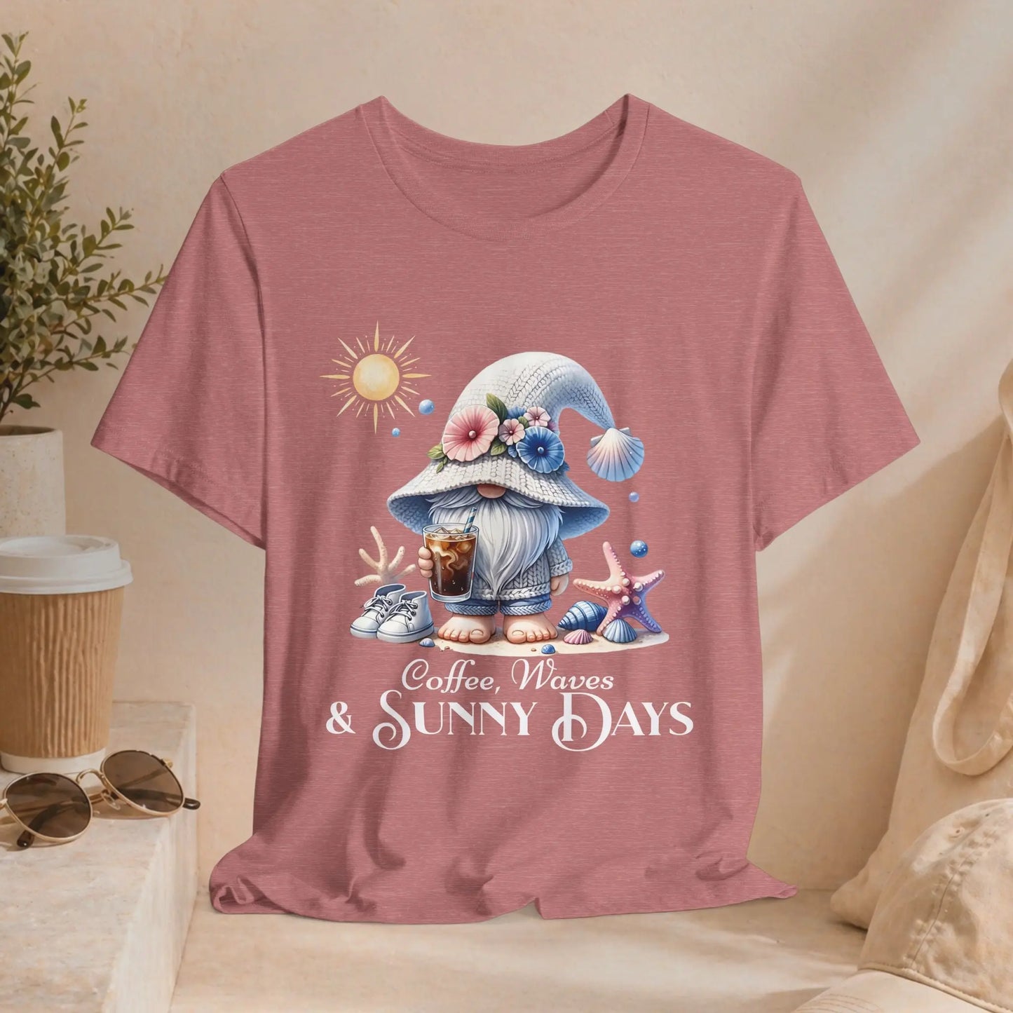 Sunny Days Gnome Coffee T-shirt Printify