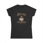 Just a Gal Who Loves Coffee - Boho Style Coffee Gal T-shirt Printify