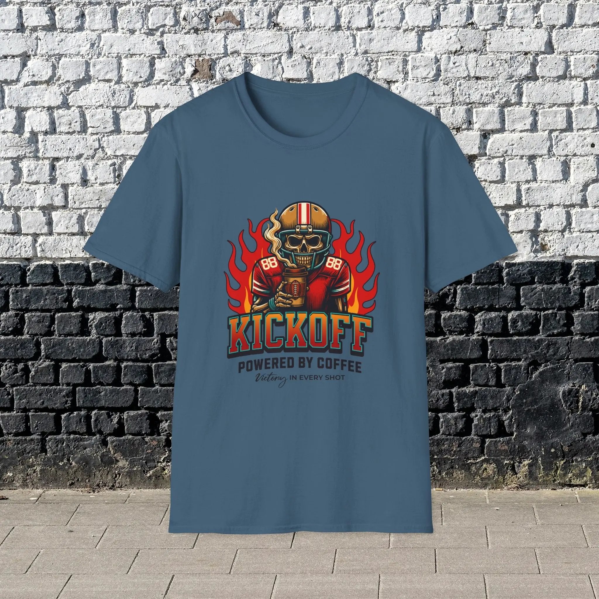 Kickoff Powered by Coffee T-Shirt Printify