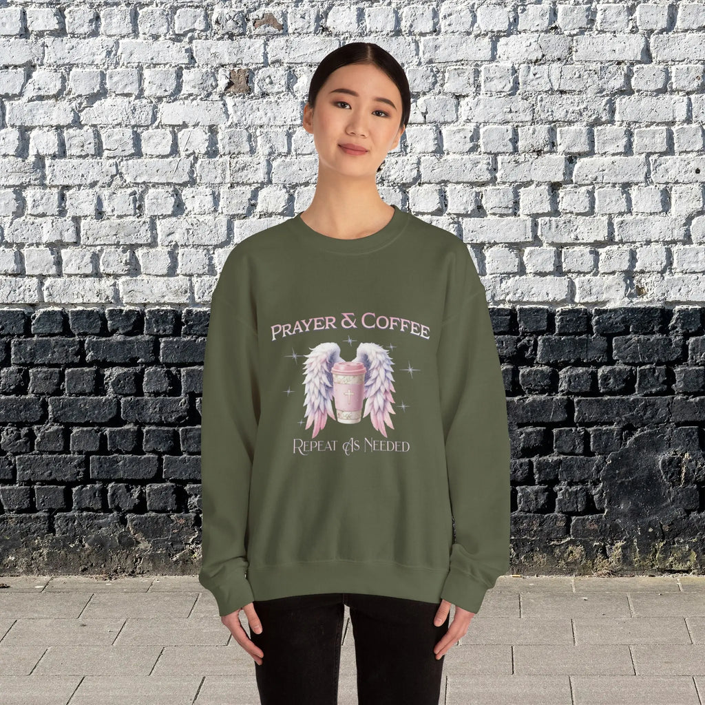Prayer & Coffee Sweatshirt | Unisex Crewneck | Cozy Gift for Coffee Lovers | Relaxed Fit for Chill Days | Perfect for Holidays & Gatherings - Boldly Bitter Company