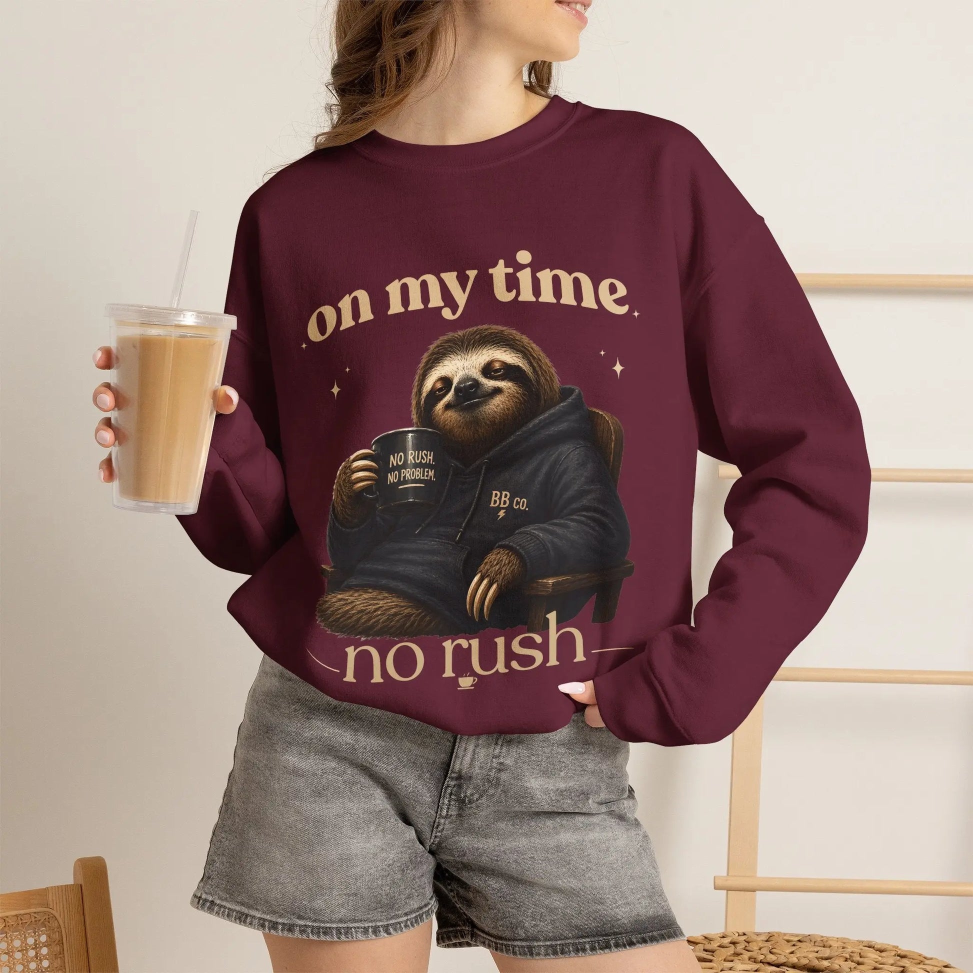 On My Time Sloth Sweatshirt Printify