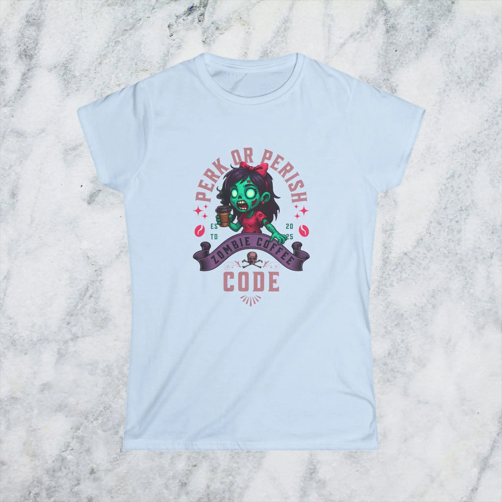 Perk or Perish T-Shirt – Zombie Coffee Code Printify