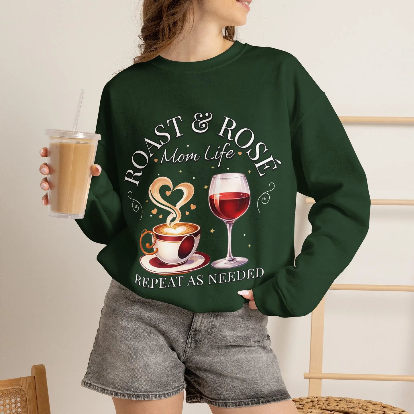 Coffee Wine Mom Life Sweatshirt Printify