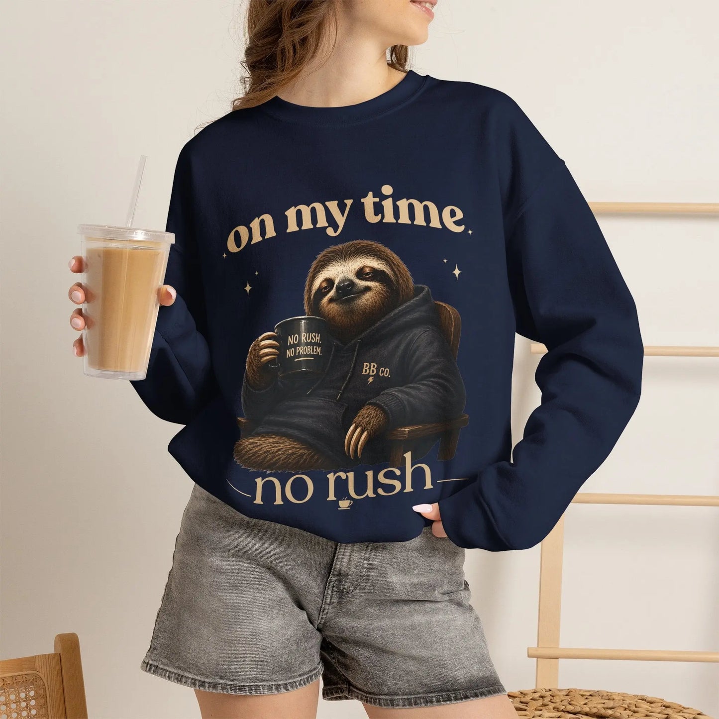 On My Time Sloth Sweatshirt Printify