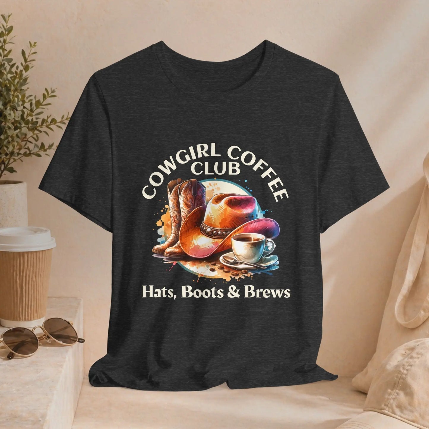 Cowgirl Coffee Club Tee — "Hats, Boots & Brews" - Boldly Bitter Company