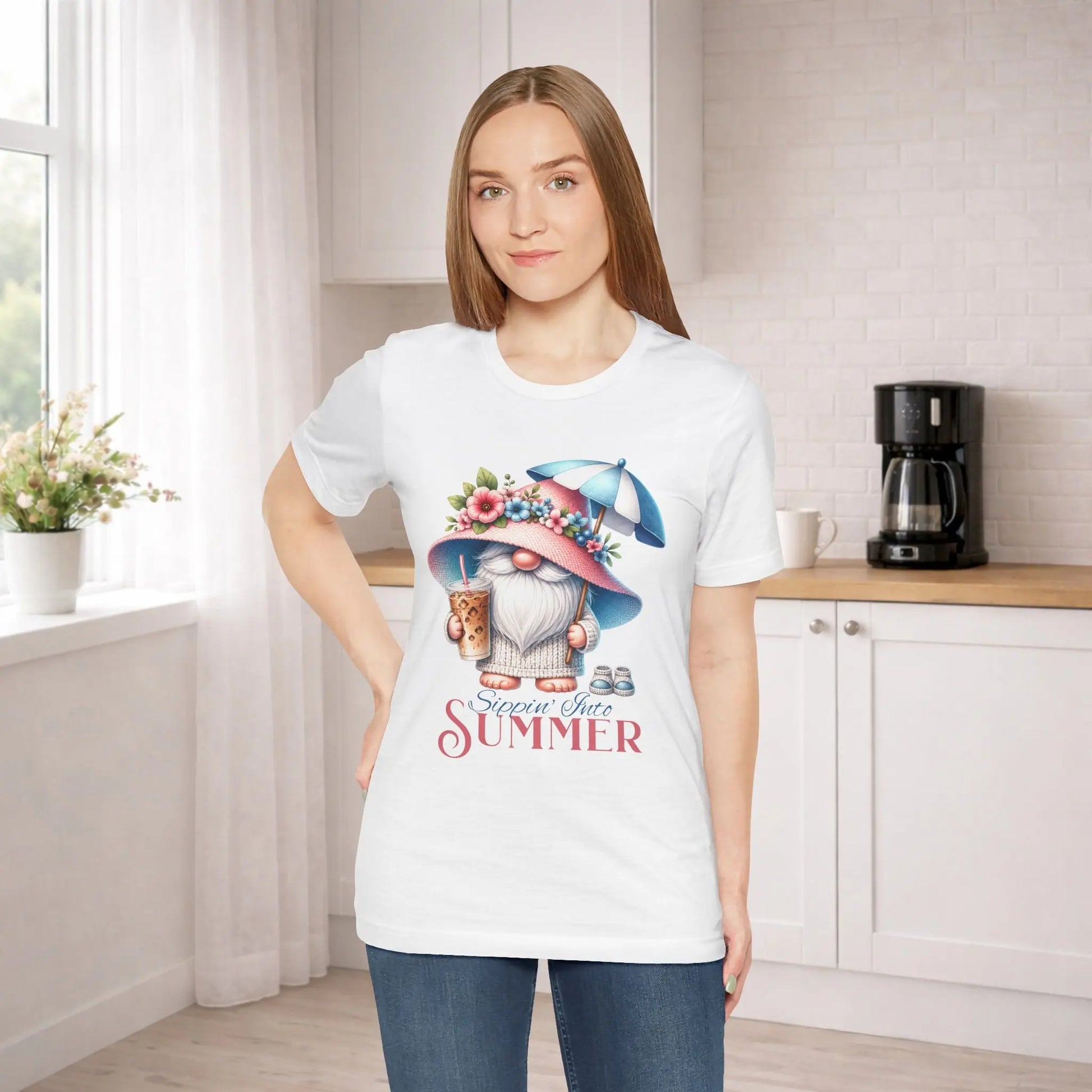 Sippin Into Summer Gnome T-Shirt Printify