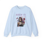 Brew It! Graphic Sweatshirt | Comfortable Crewneck | Eco-Friendly Gift for Coffee Lovers | Ideal for Casual Wear, Gift, Home, Holidays Printify