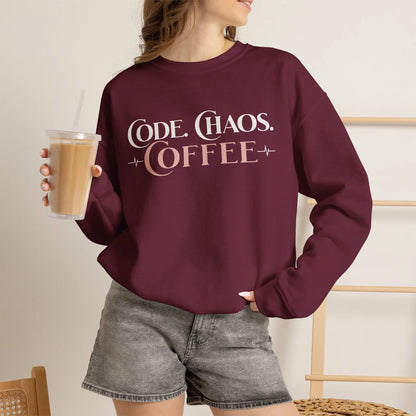Code, Chaos, Coffee Sweatshirt Printify