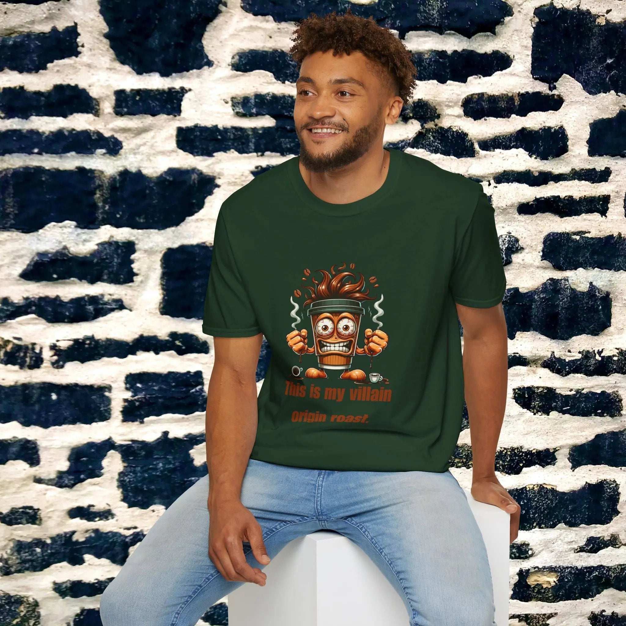 My Villain Origin Roast Shirt – Funny Coffee Lover T-Shirt, Sarcastic Caffeine Addict Tee, Humor Gift for Men Printify