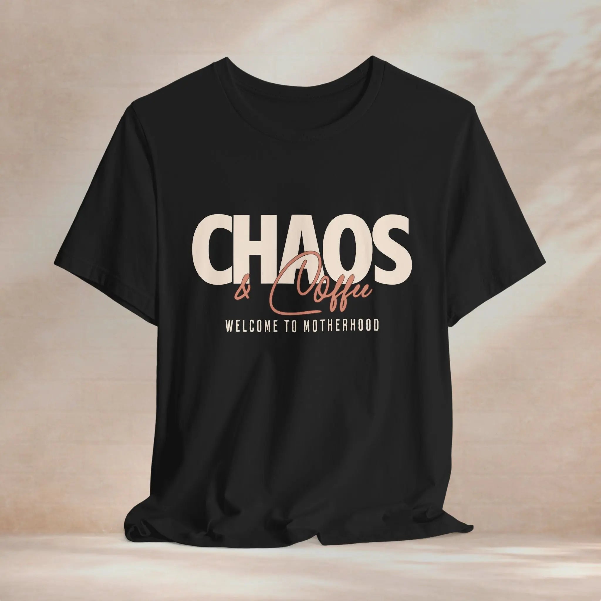 Chaos & Coffee Tee — 'Welcome to Motherhood' Graphic Shirt Printify
