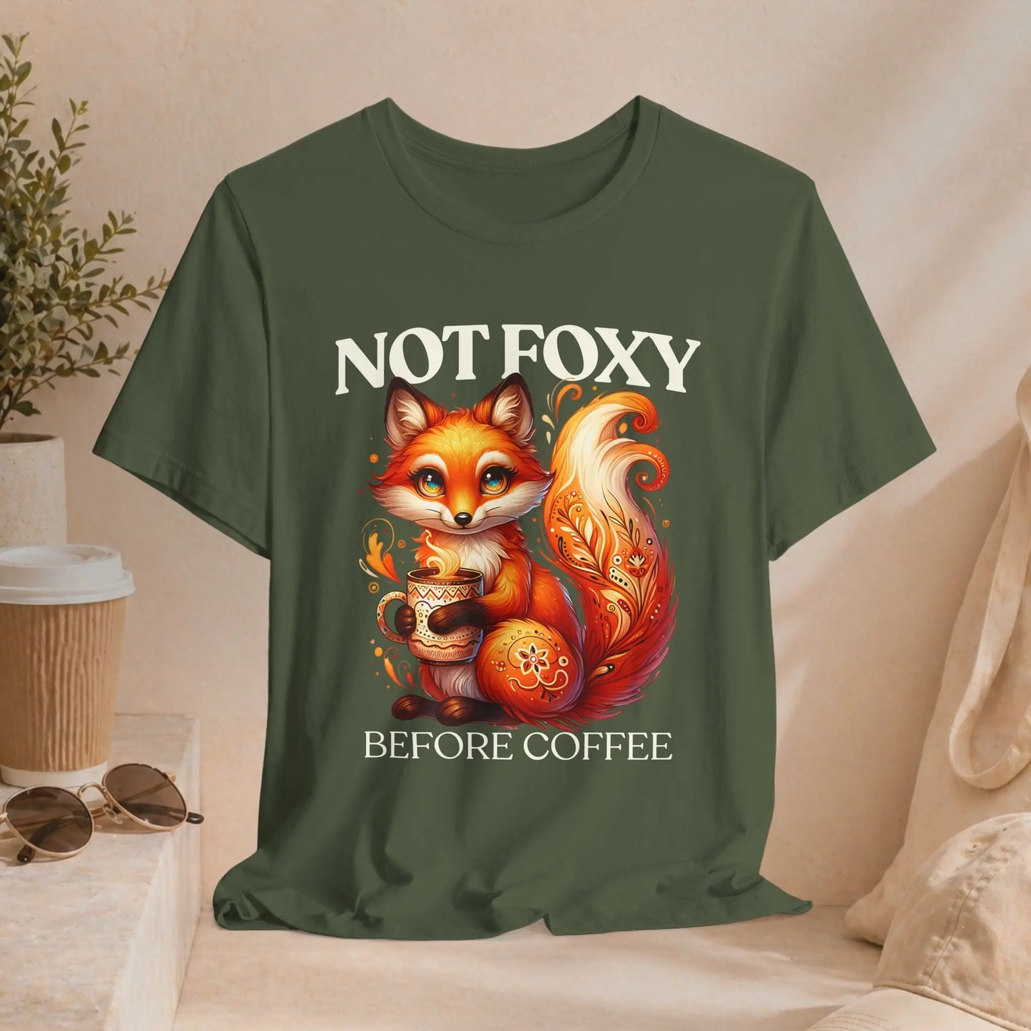 Not Foxy Before Coffee T-Shirt Printify