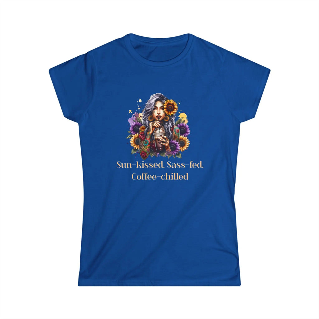 Sun-Kissed Tshirt -  Sass-Fed, Coffee Chilled - Sunflower Tattoo Woman Coffee Tee Printify