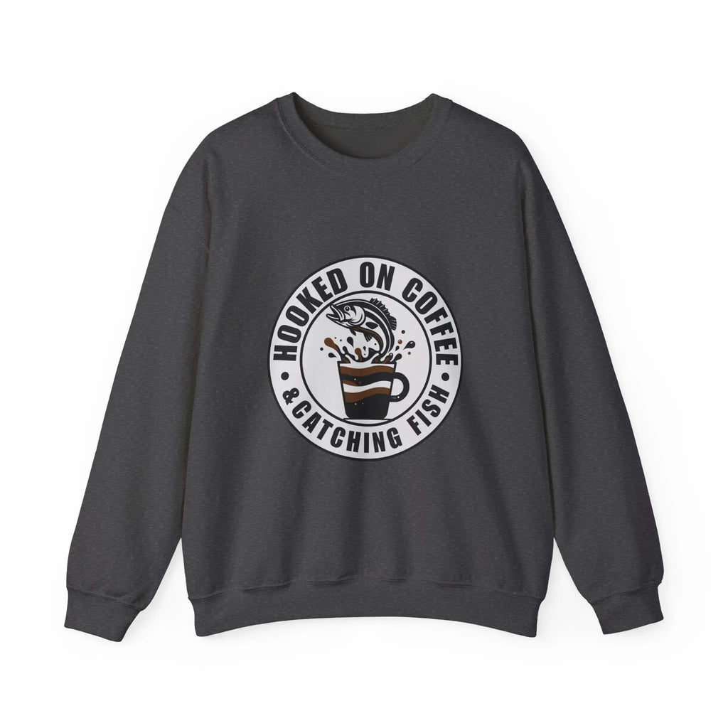 Hooked on Coffee and Catching Fish Sweatshirt Printify
