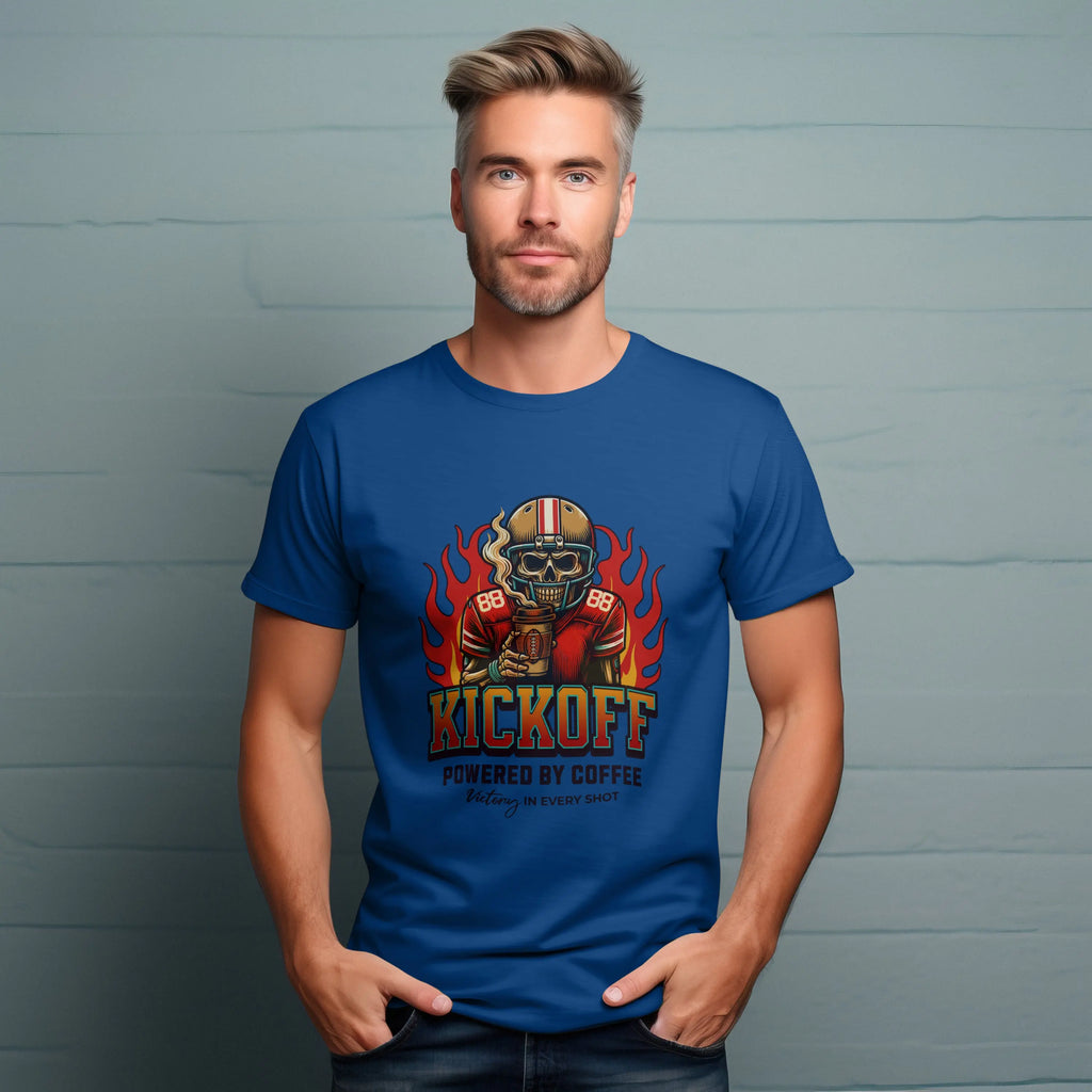 Kickoff Powered by Coffee T-Shirt Printify