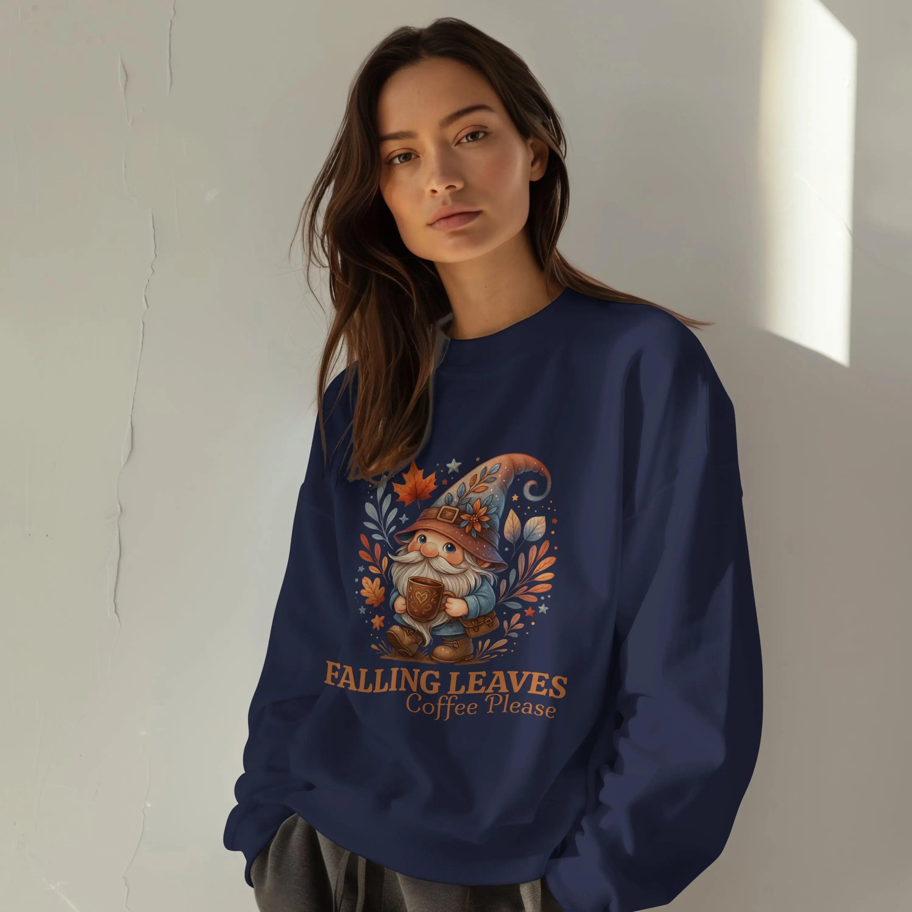 Falling Leaves Gnome Sweatshirt Printify