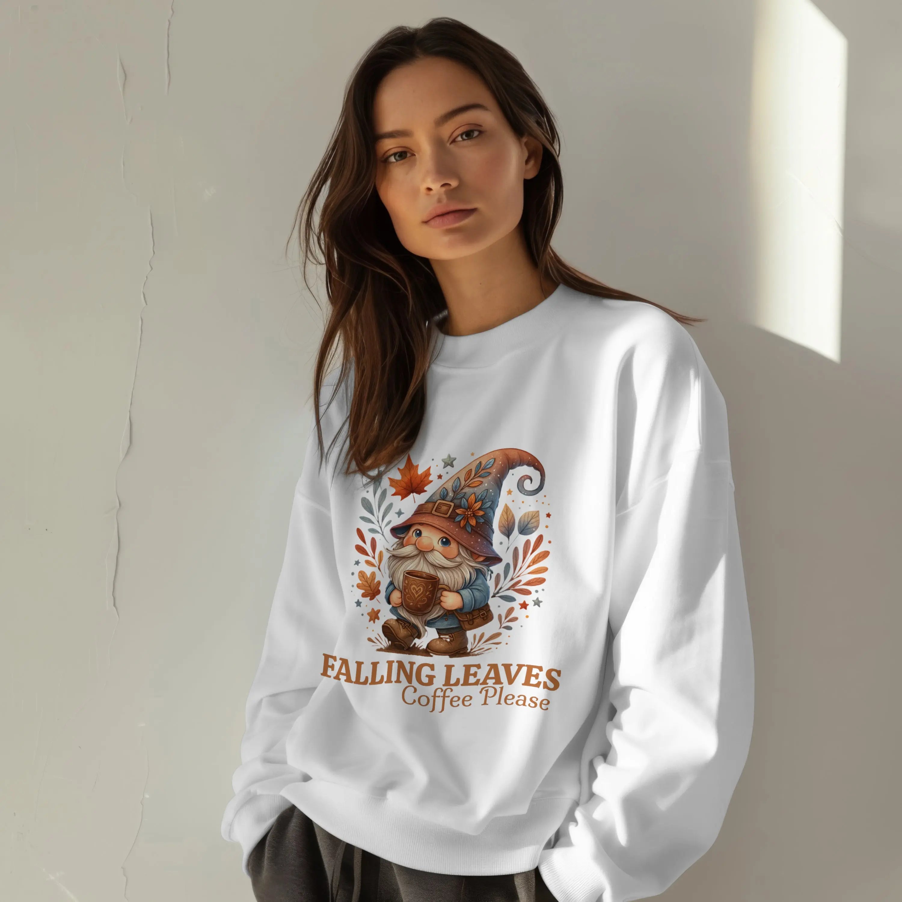Falling Leaves Gnome Sweatshirt Printify