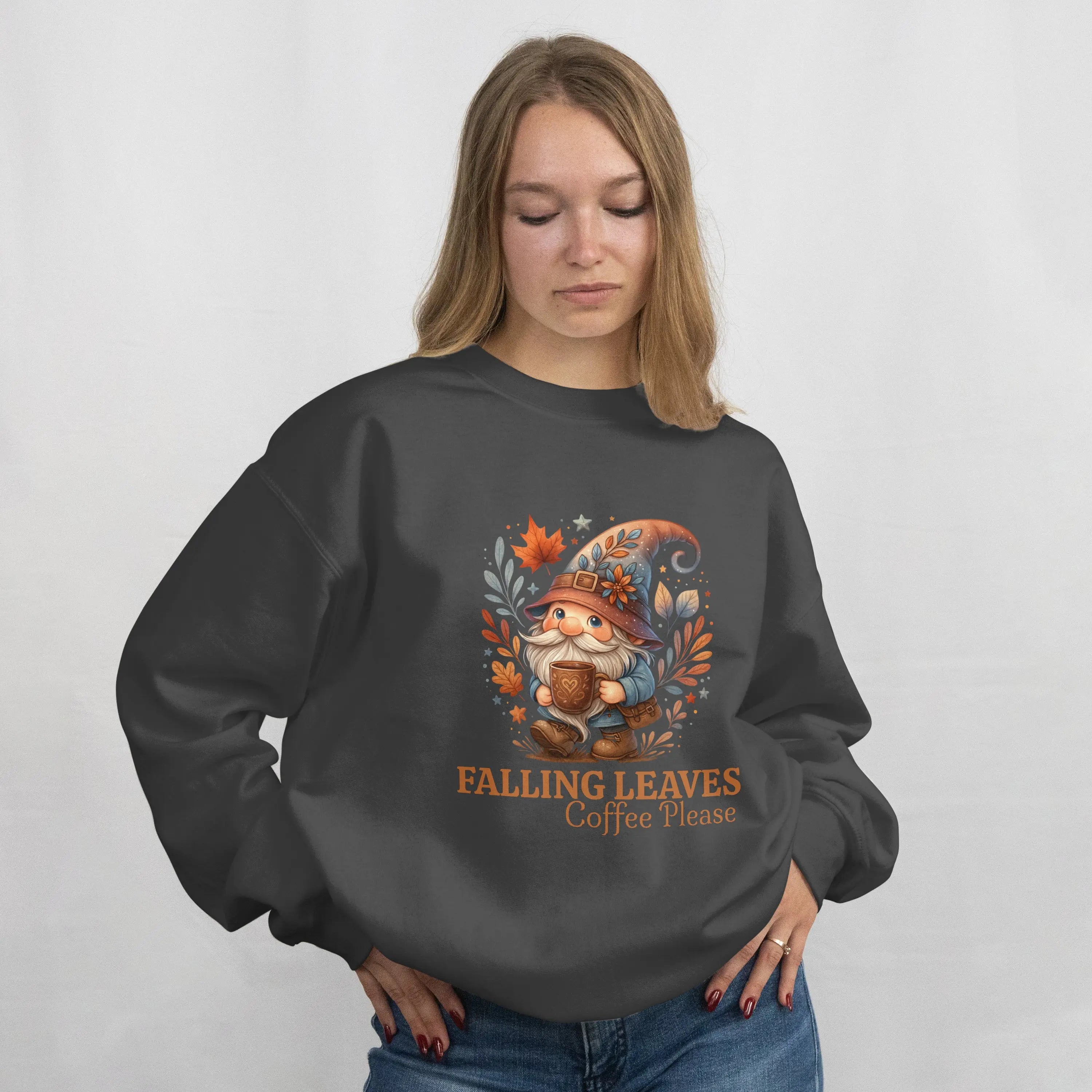 Falling Leaves Gnome Sweatshirt Printify