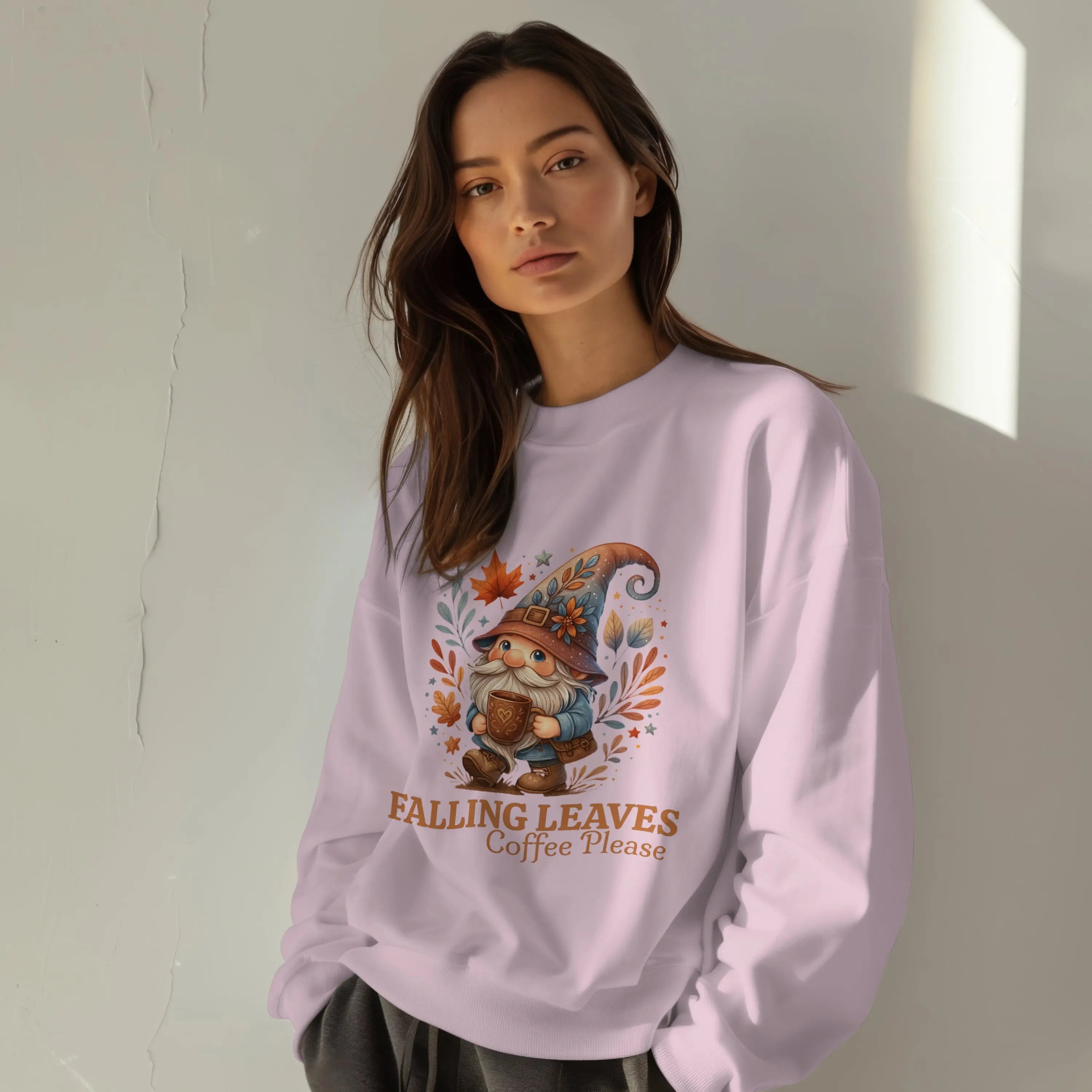 Falling Leaves Gnome Sweatshirt Printify