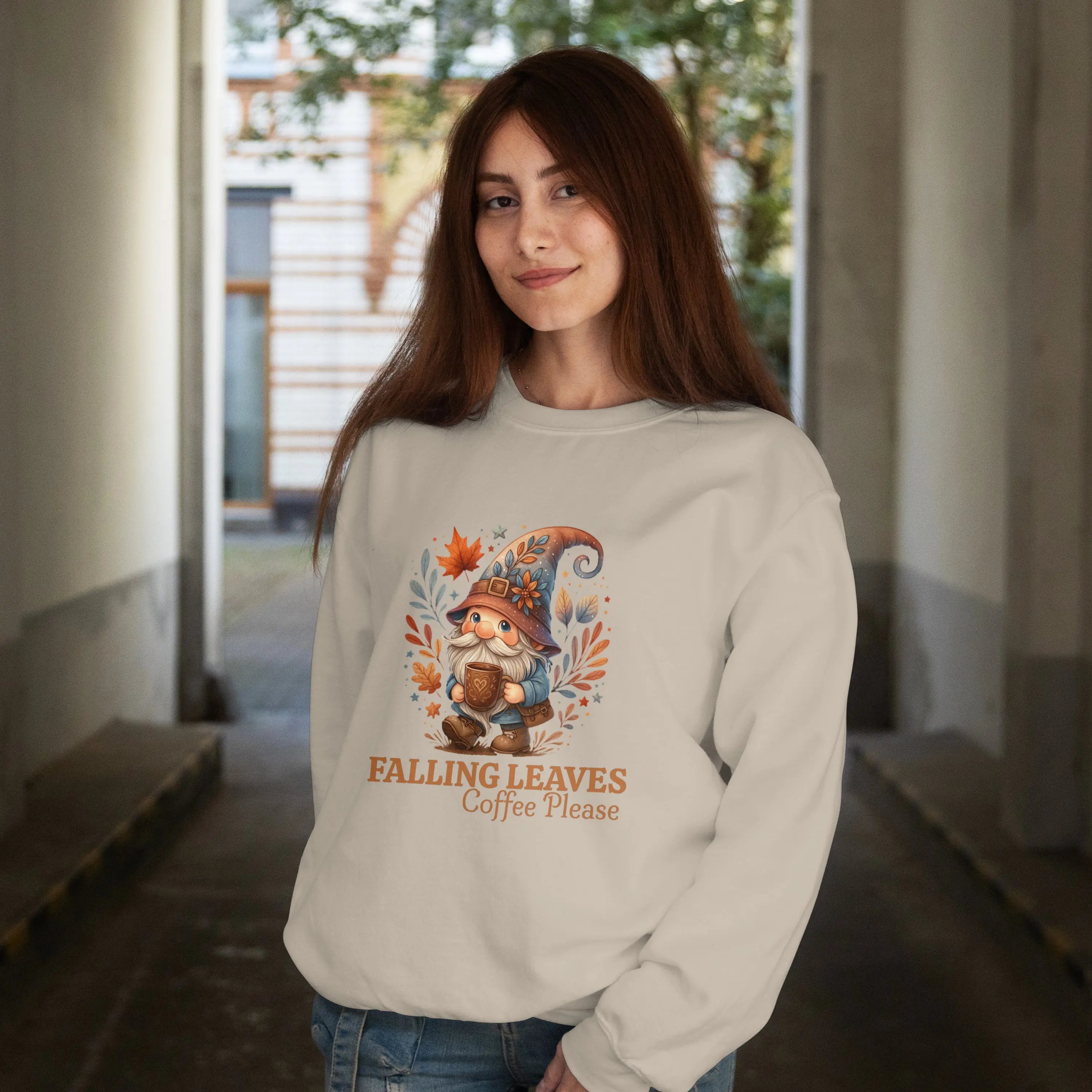 Falling Leaves Gnome Sweatshirt Printify