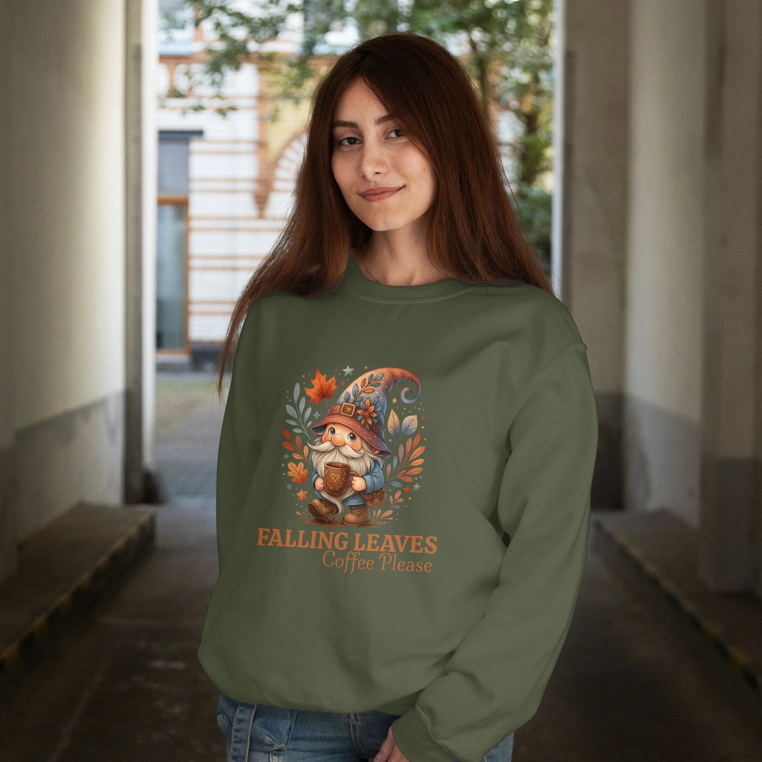 Falling Leaves Gnome Sweatshirt Printify