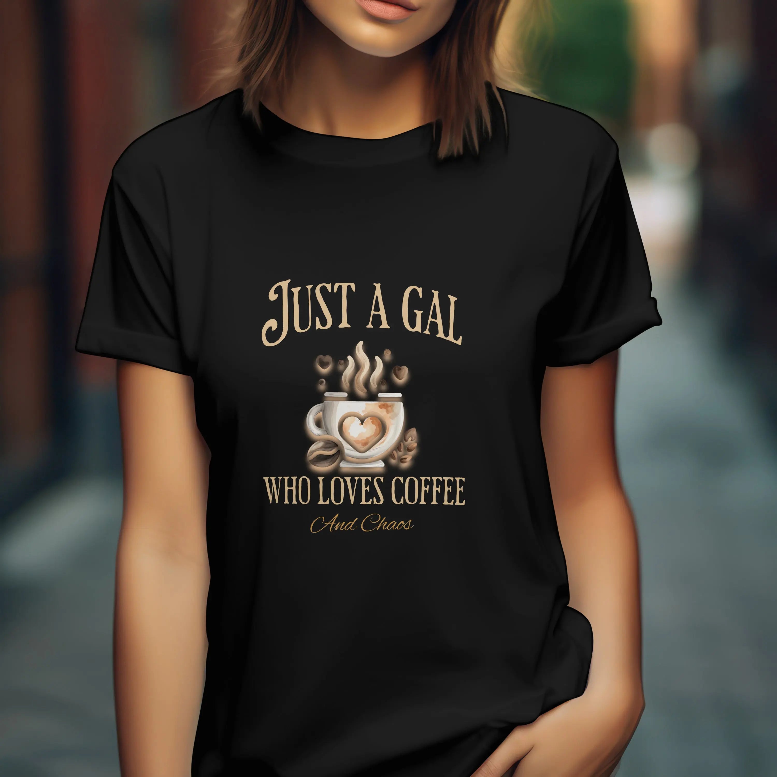 Just a Gal Who Loves Coffee - Boho Style Coffee Gal T-shirt Printify