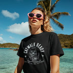 Elegant Cat Coffee T-Shirt – Catwalk Ready Brew, Fancy Fur, Full Mug, Fierce Mood Printify