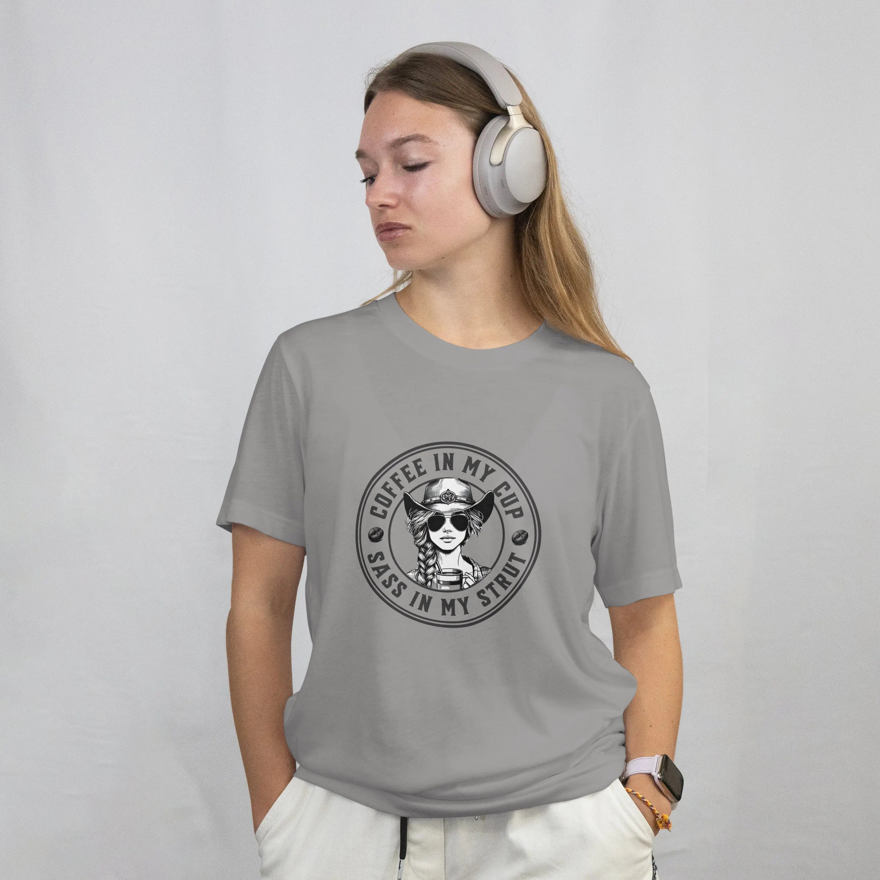 Sass in my Strut T-Shirt – Coffee in My Cup, Sass in My Strut Western Tee Printify