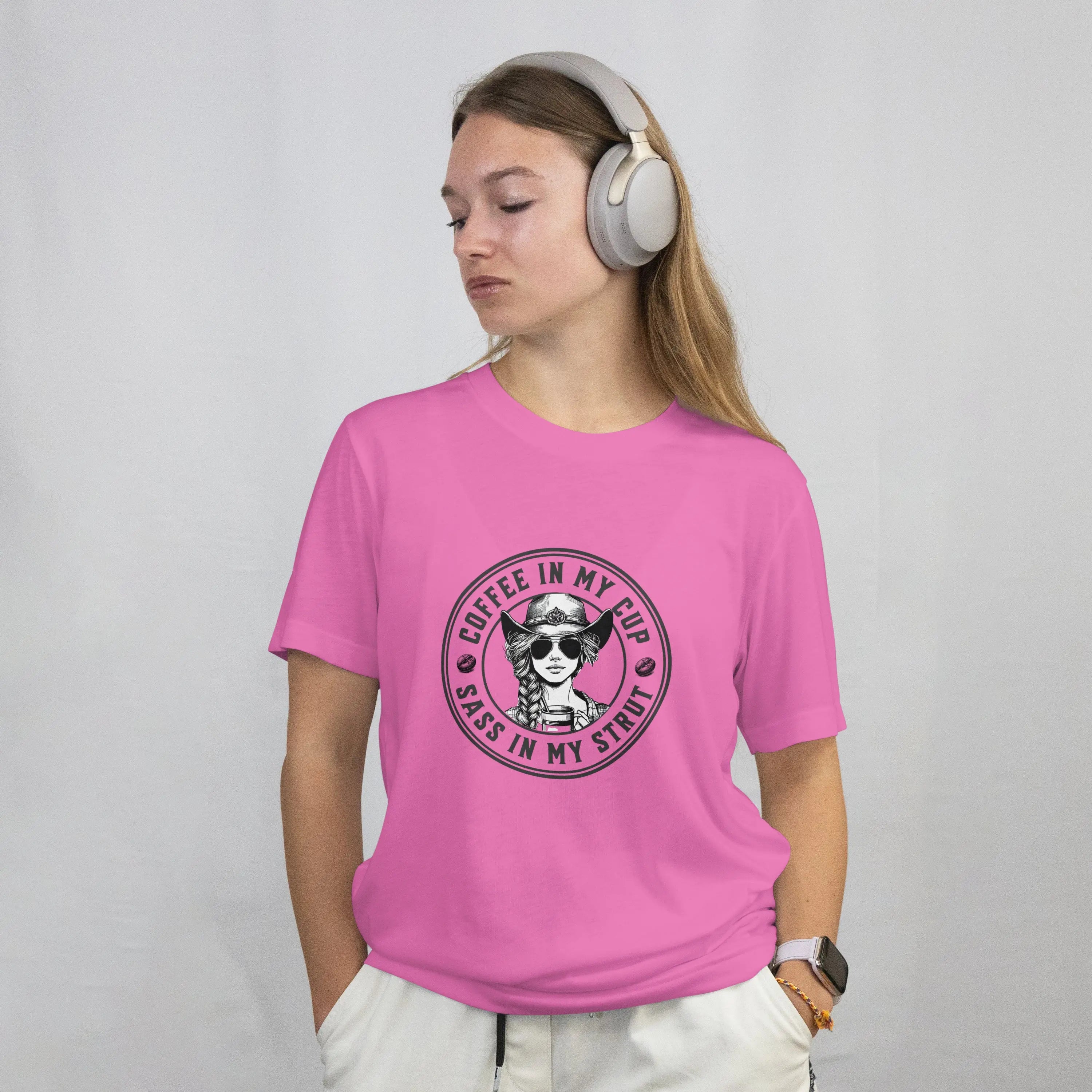 Sass in my Strut T-Shirt – Coffee in My Cup, Sass in My Strut Western Tee Printify