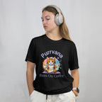 Purrvana T-Shirt – Funny Cat Lover Gift for Coffee Addicts Printify