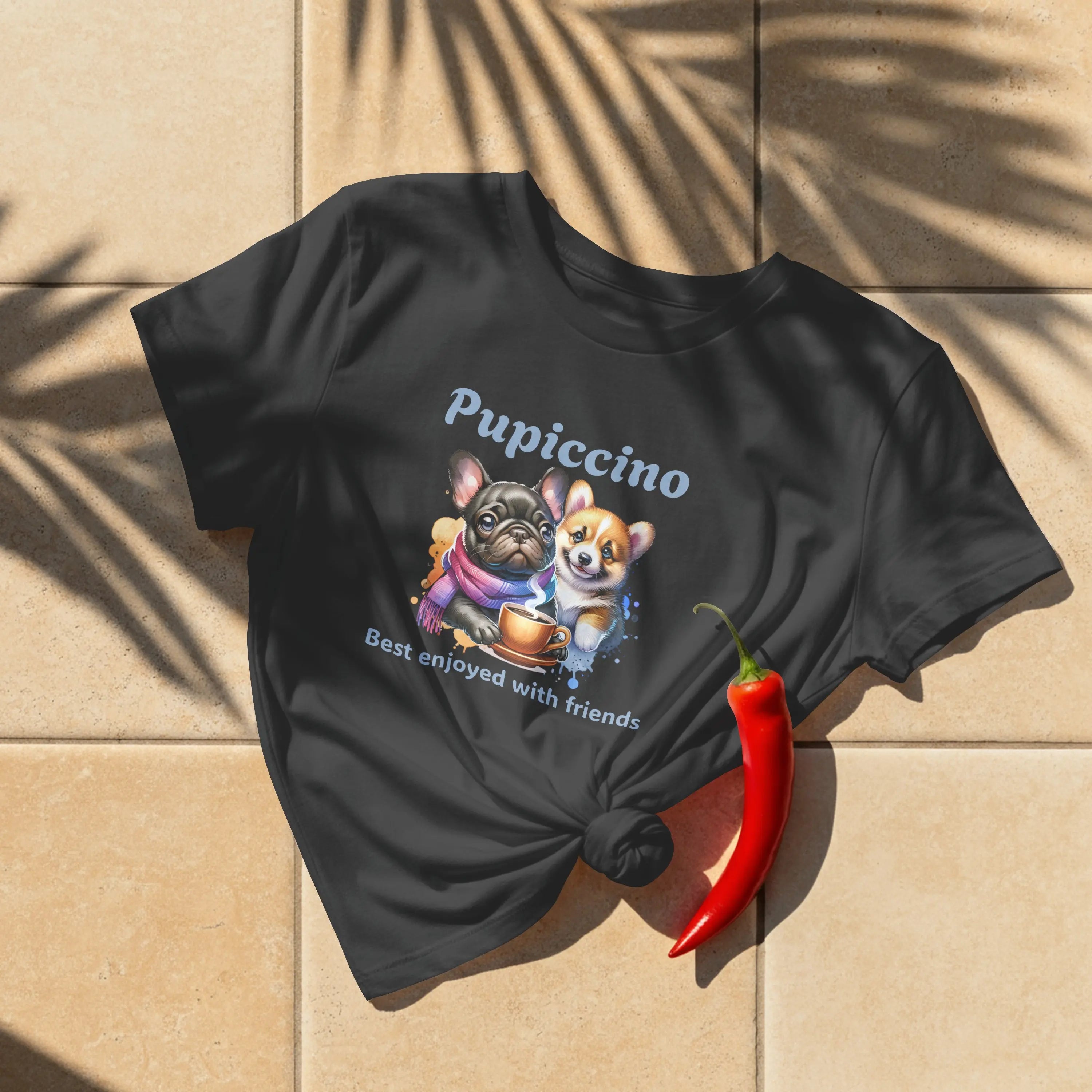 Pupiccino Tshirt - Pug Coffee Tee, Pup Tee, Coffee Friends Tee Printify