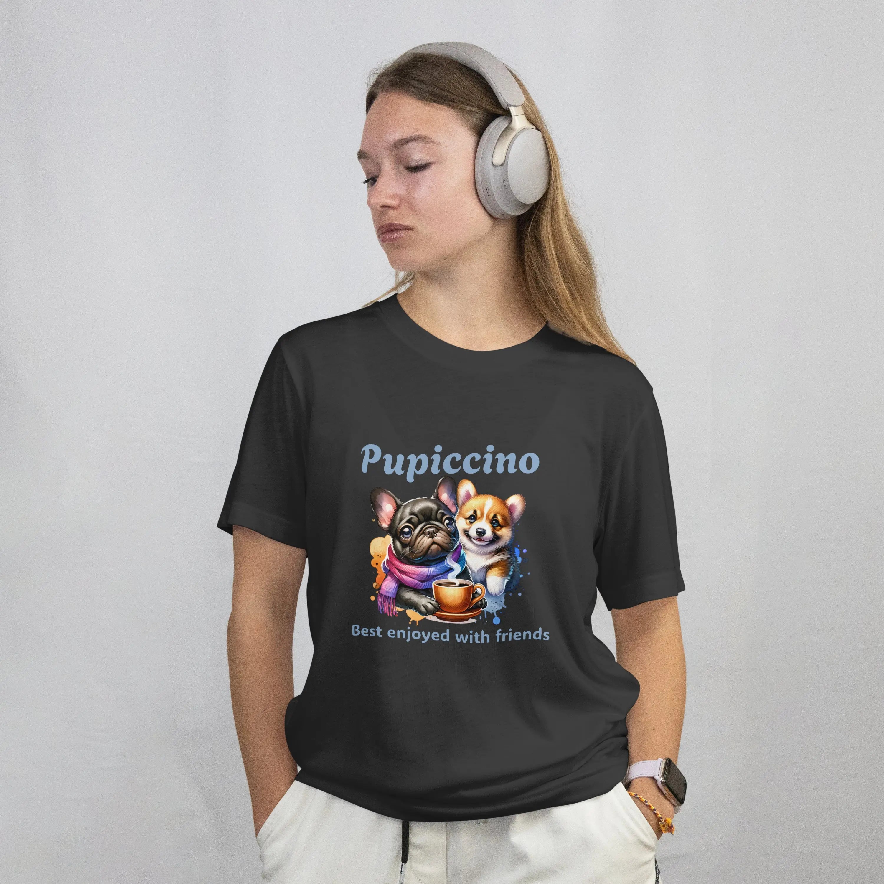 Pupiccino Tshirt - Pug Coffee Tee, Pup Tee, Coffee Friends Tee Printify