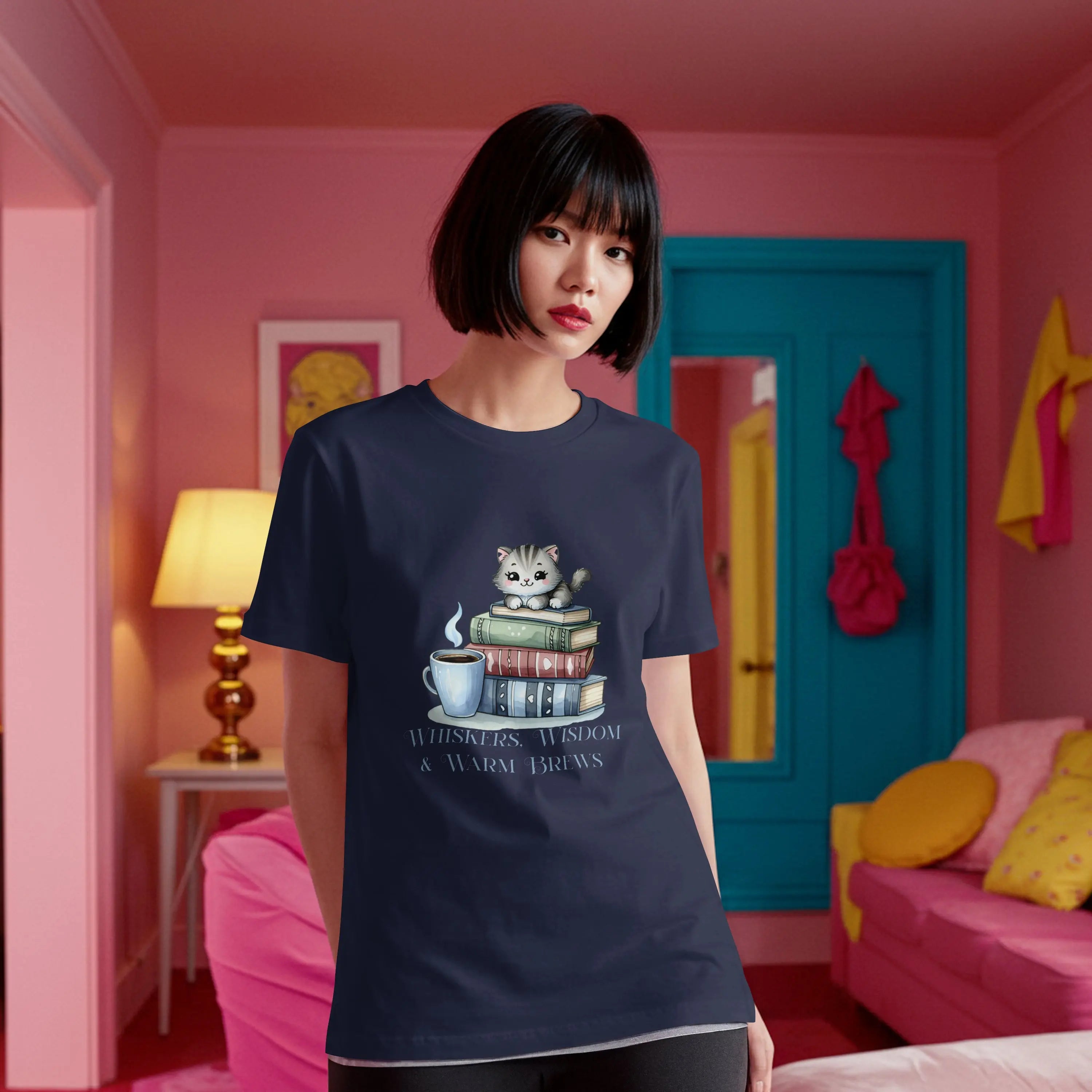 Whiskers, Wisdom and Warm Brews Tshirt Printify